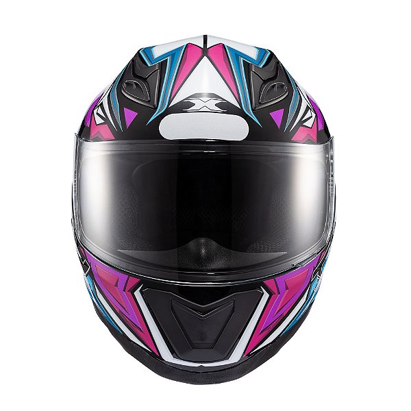 Capacete Texx Fechado Hawk Genesis Roxo Azul Rosa 62 [F016]