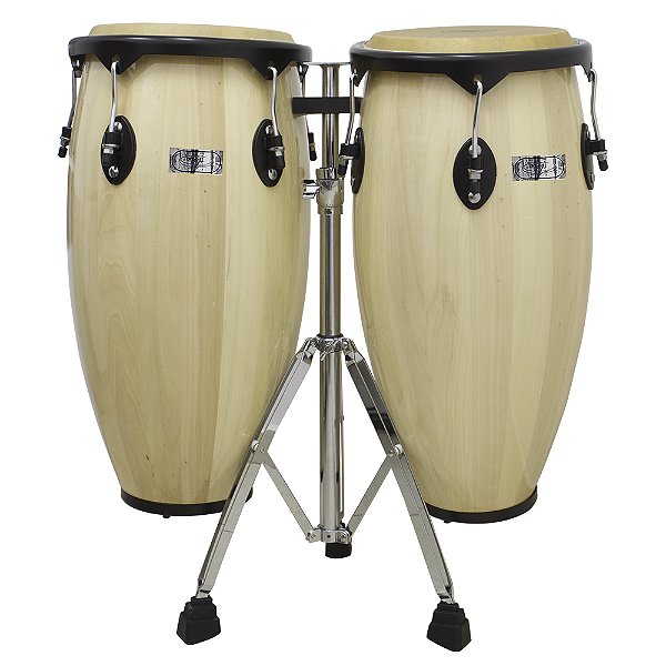 Par De Congas 11 E 12 Natural Com Suporte New York [F097]