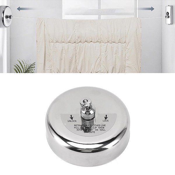 Varal Retrátil De Parede 3 Metros Banheiro Lavanderia Aço Inox [F102]