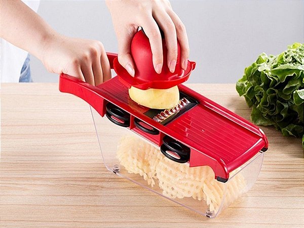 Mandoline Fatiador De Legumes Ralador Aço Inoxidavel: Vermelho [F102]