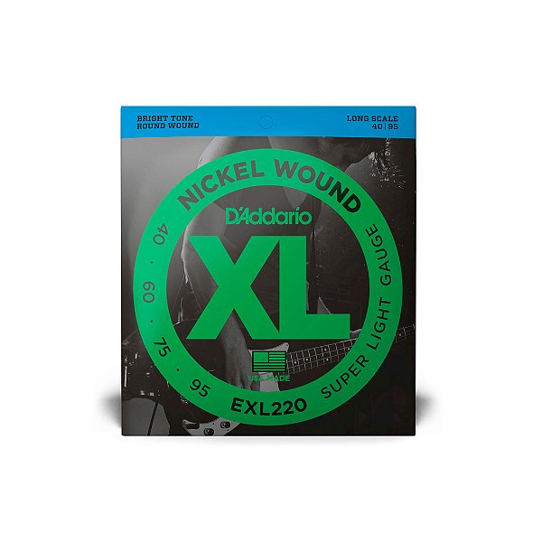 Cordas Para Baixo 4 Cordas D Addario Xl Exl220-4 .040-.095 [F108]