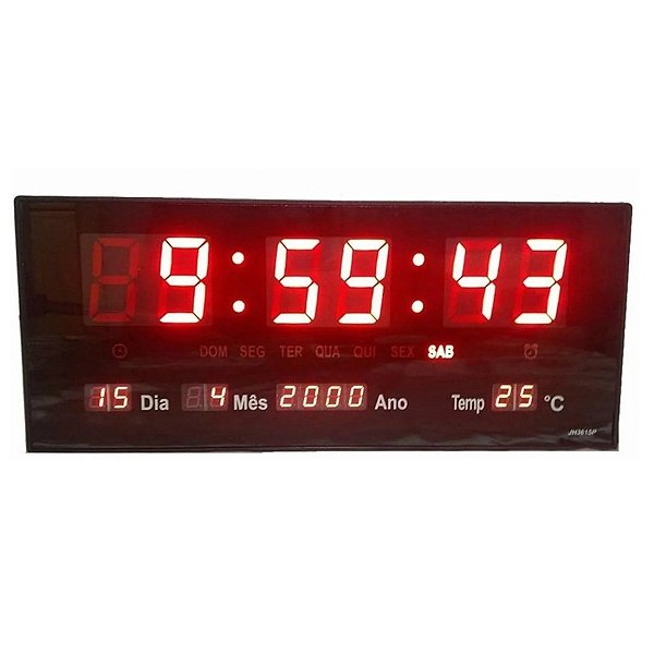 Relogio Parede Digital Led Grande Data Mes E Ano Temper 36cm [F102]
