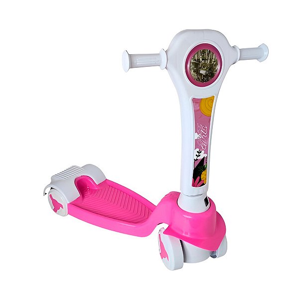 Patinete Infantil Dobrável - Branco E Rosa [F102]