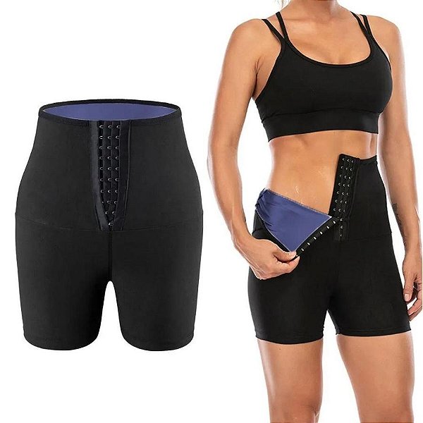 Shorts Sauna Quente Modelagem Cintura Alta Tamanho:2xg/3xg [F102]