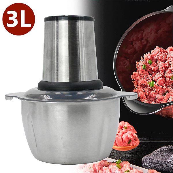 Triturador De Alimentos Carne E Legumes Elétrico 3l Aço Inox [F102]