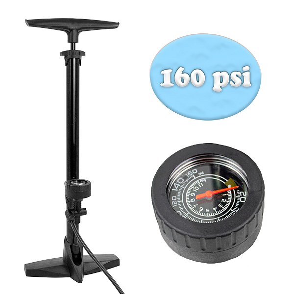 Bomba Ar Pneus Bicicleta Carro Moto 160psi Manual Bico Duplo [F102]