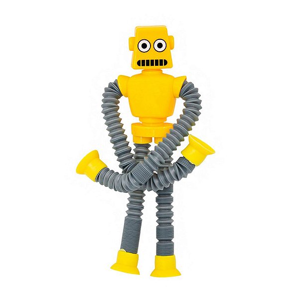 Robo Pop It Tubo Luz Led Estica Puxa Gruda Boneco Amarelo [F102]