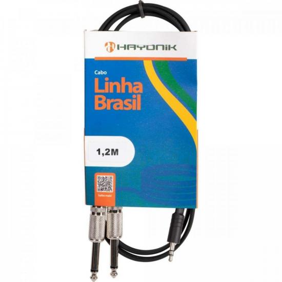 Cabo de Áudio Linha Brasil P2 Estéreo X 2 P10 Mono 1,5m Preto HAYONIK [F003]