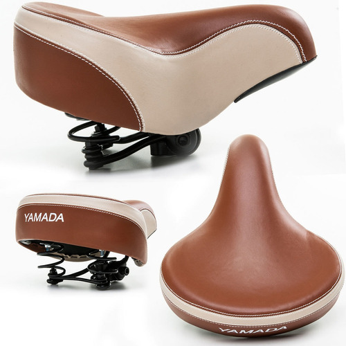 Banco De Bicicleta Selim Mtb Largo 2 Molas Preto Super Confortavel Bike Original - Marrom [F109]