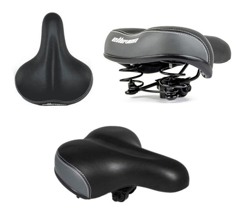 Banco De Bicicleta Selim Mtb Largo 2 Molas Preto Super Confortavel Bike Original - Preto/cinza [F109]