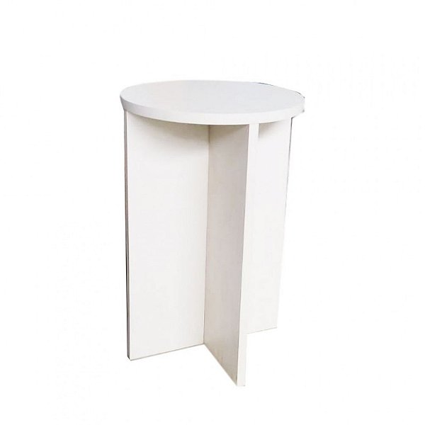Banco Tampo Redondo 45cm Em Mdf Branco [F031]