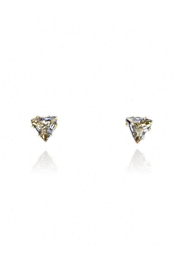 Brinco Triângulo Com Zircônia Lavanda Banhado Em Ouro 18k [F027]