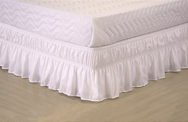 Saia Para Cama Box Colchobox Elasticada Ajustavel Queen Ou King Size Branca [F101]
