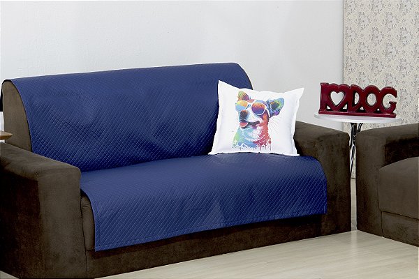 Protetor Pet De Sofá Impermeavel 02 Lugares Marinho [F101]