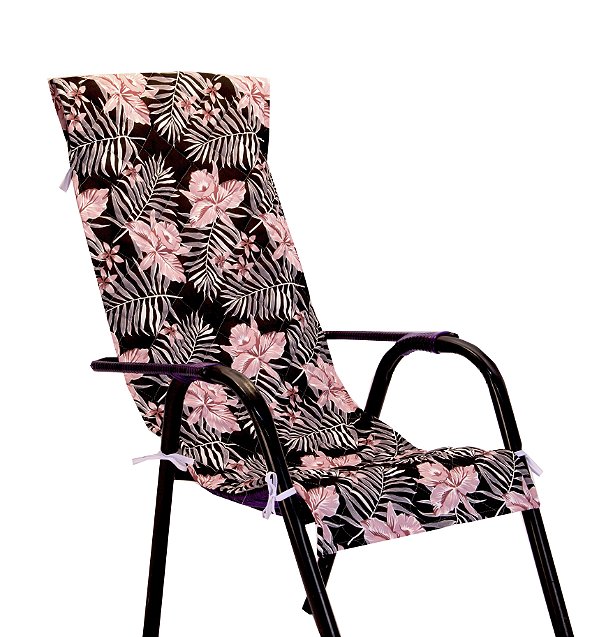 Capa De Cadeira Espreguiçadeira Floral Rosa [F101]