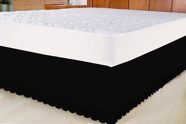 Saia Para Cama Box Colchobox Ajustavel Riollen Elasticada Solteiro Casal Preta [F101]
