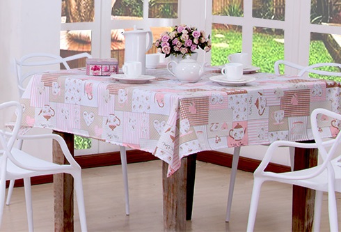 Toalha De Mesa Cupacke Rosa Quadrada [F101]