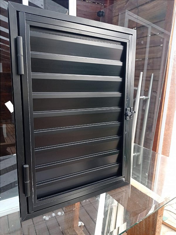 Portinhola 1 Folha Esquadrias Brasil 70x70 Preto Esquerdo [F123]