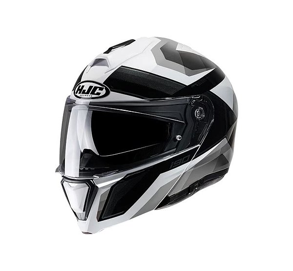 Capacete Hjc I90 Lark Preto Branco E Cinza E Preto 59 [F016]