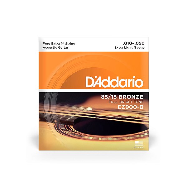 Cordas Para Violão Aço D Addario Bronze 85/15 Ez900-b .010-.050 Com Corda Extra Pl010 [F108]