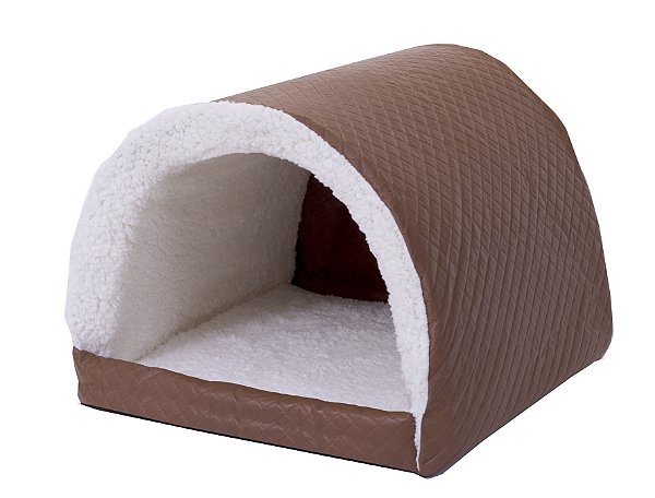 Cama Pet Para Cachorro Ou Gato Iglu Toca Sherpa Caramelo [F101]