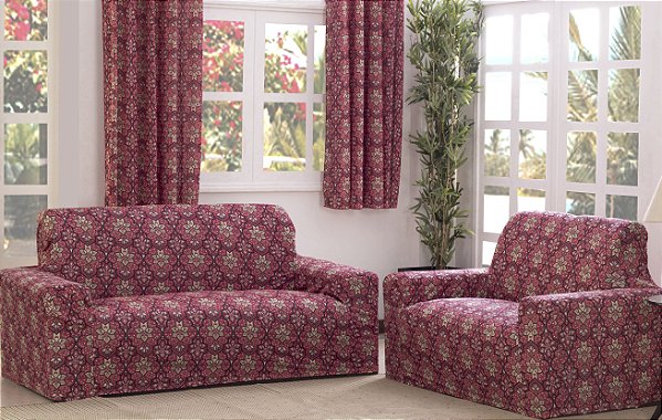 Capa De Sofá Adere Geometrica Vermelha 02 E 03 Lug [F101]