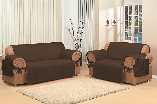 Capa Protetora De Sofa Microfibra 02 E 03 Lugares Marrom [F101]
