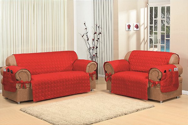 Capa Protetora De Sofa Microfibra 02 E 03 Lugares Vermelho [F101]