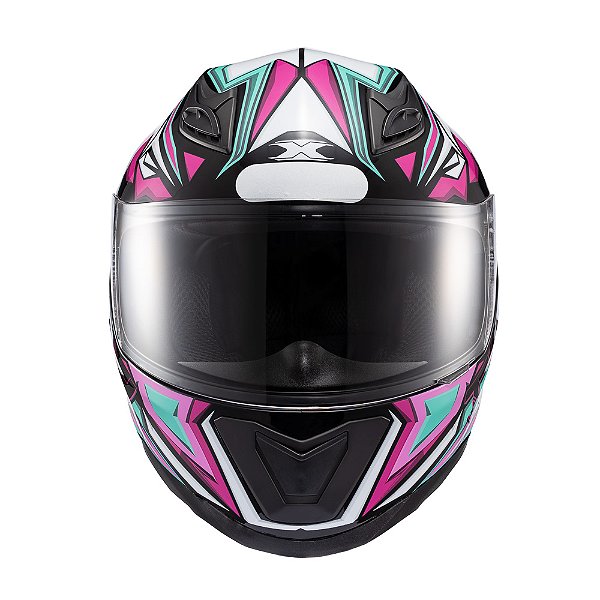 Capacete Texx Fechado Hawk Genesis Rosa Azul Branc 62 [F016]