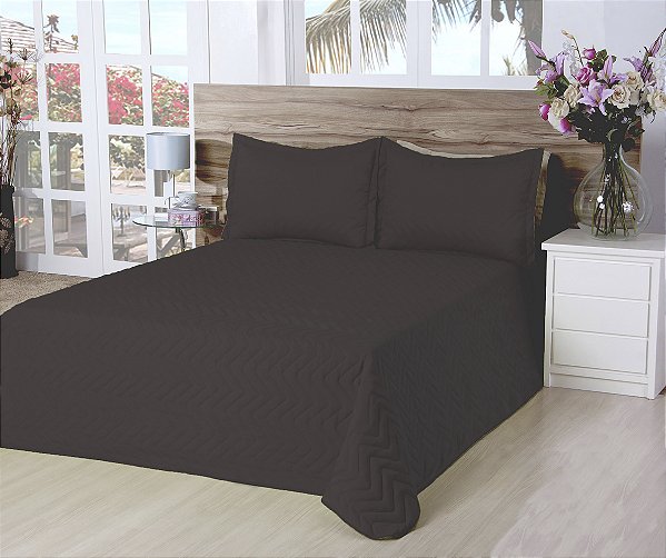 Cobre Leito Matelassado Classic Queen 03 Pçs Marrom [F101]