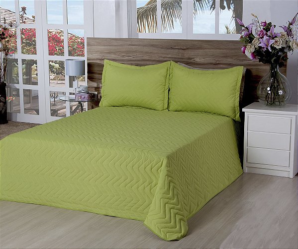 Cobre Leito Matelassado Classic Queen 03 Peças Verde [F101]