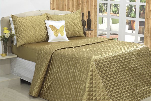 Cobreleito Capim Dourado Queen Size 04 Pçs [F101]