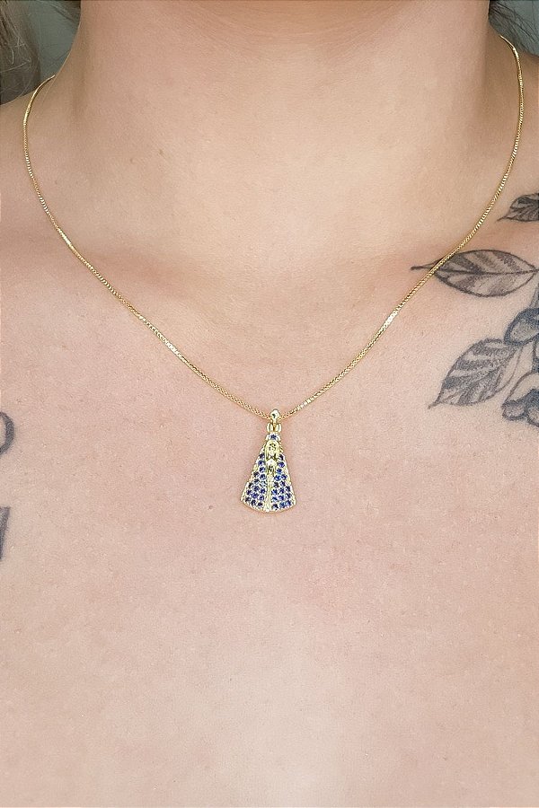 Colar Nossa Senhora Aparecida Banhado Em Ouro 18k [F027]