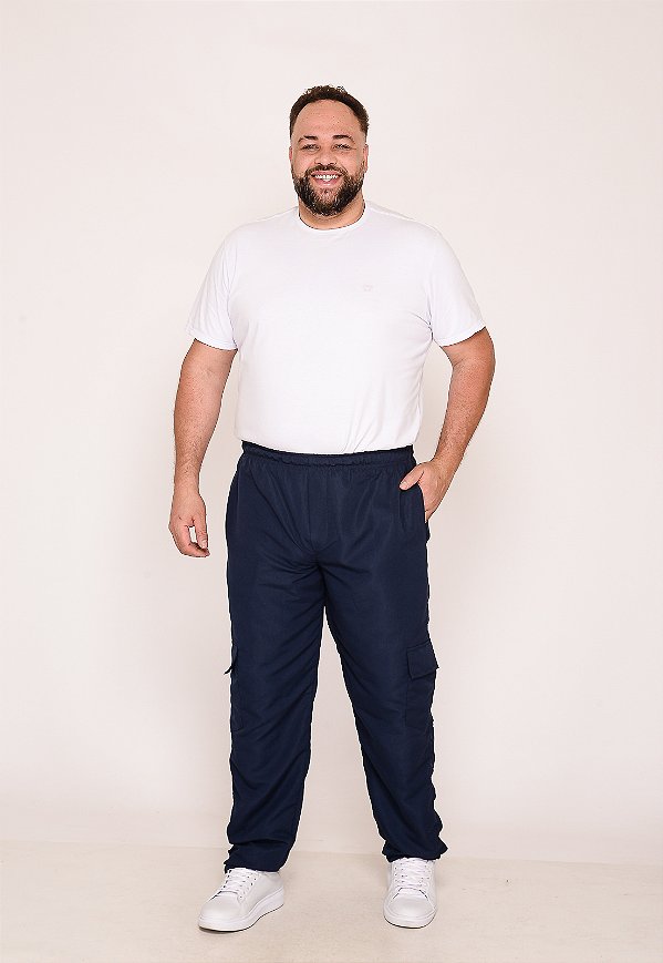 Calça Masculina Big Nylon Azul Marinho 7788 [F075]