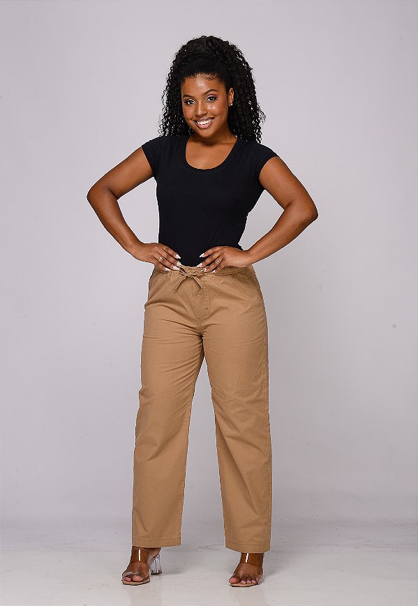 Calça Feminina Elástico 7928 Caki [F075]