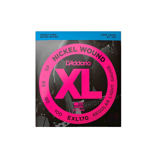 Cordas Para Baixo D Addario Xl Nickel Wound Exl170 4 Cordas Escala Longa .045-.100 [F108]