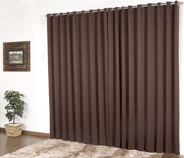Cortina Para Sala Ou Quarto Blackout Corta Luz 2 Metros Marrom [F101]