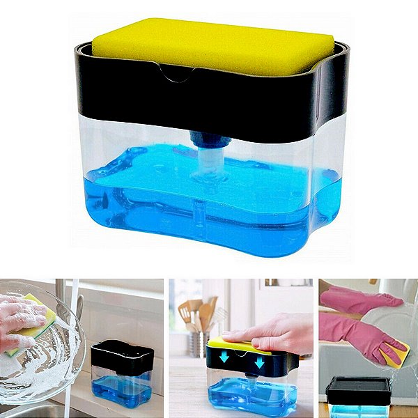Dispenser De Sabão 2 Em 1 Detergente Suporte Porta Bucha Esponja [F102]