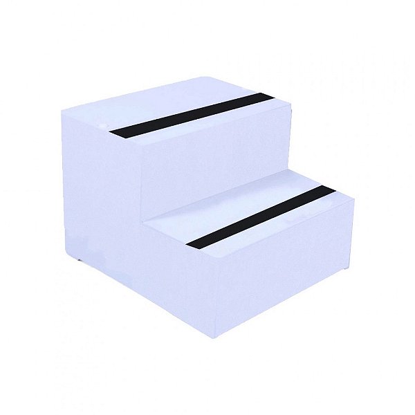 Escada Auxiliar C/ Fita Anti Derrapante 2 Degraus Branco [F031]