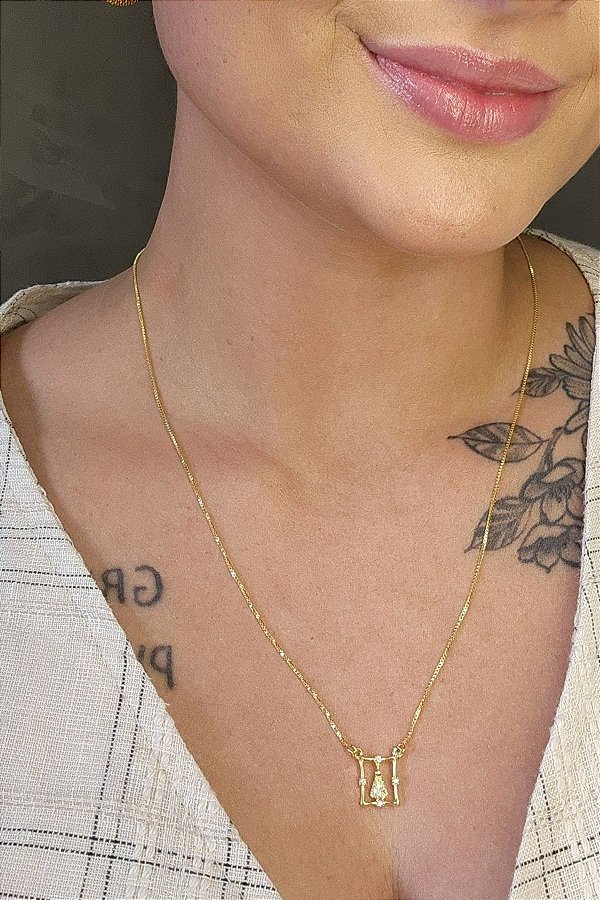 Escapulário Nossa Senhora Aparecida Com Zircônia Banhado Em Ouro 18k [F027]
