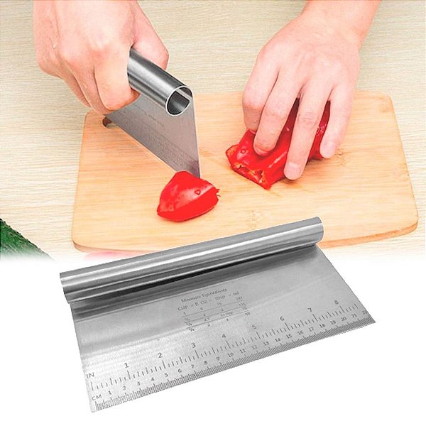 Espatula Inox  P/ Massas Legumes Pizza Pão Com Regua 22 Cm [F102]