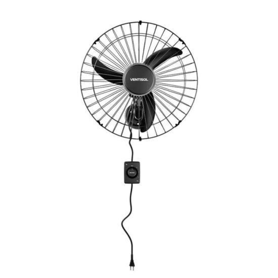 Ventilador de Parede Ventisol Oscilante 50cm Aço Preto Bivolt [F002]