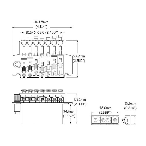 Ponte Sistema Trêmolo Guitarra 7C Floyd Rose Spirit FRT70-GD [F035]