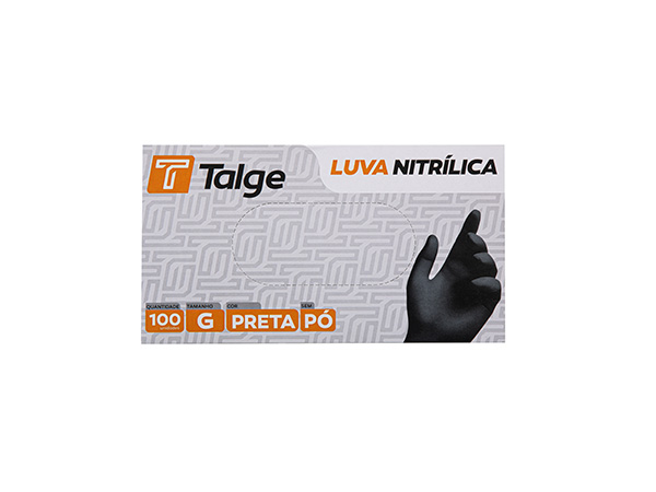 Luva Nitrilica Preta G Cx Com 100un Talge [F083]