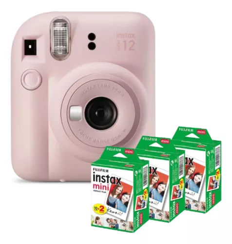 Kit Câmera Fujifilm Instax Mini 12 Rosa + Filme De 60 Poses [F118]