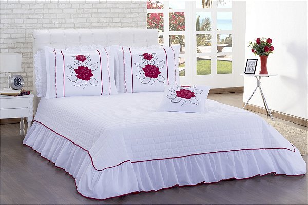 Kit Colcha Cobre Leito Rubia King Size 04 Peças Branco [F101]