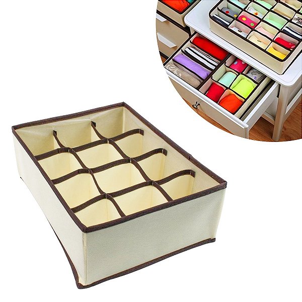 Organizador Gaveta 12 Divisórias Com Zíper Cueca Calcinha Gravata Armário [F102]