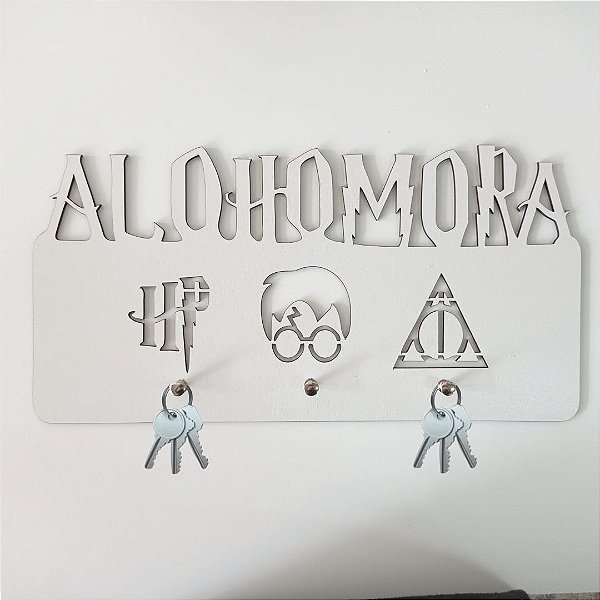Porta Chave Alohomora Harry Potter Branco Em Mdf [F031]