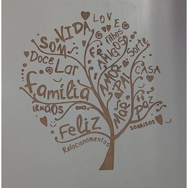 Quadro Arvore Frases Branco Em Mdf [F031]