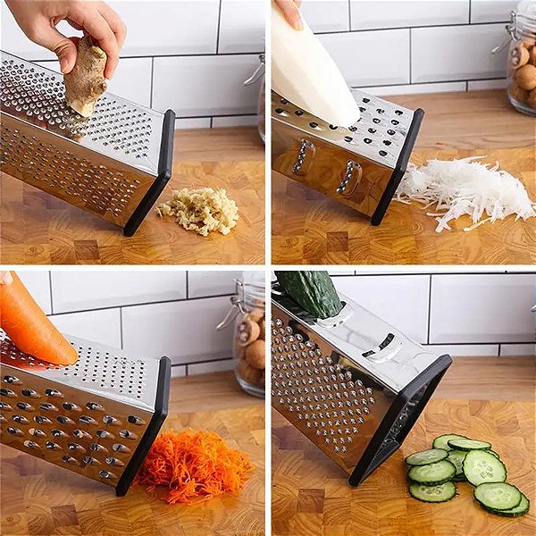 Ralador Fatiador Inox 4 Em 1 C/ Alça Cozinha Legumes Queijos [F102]